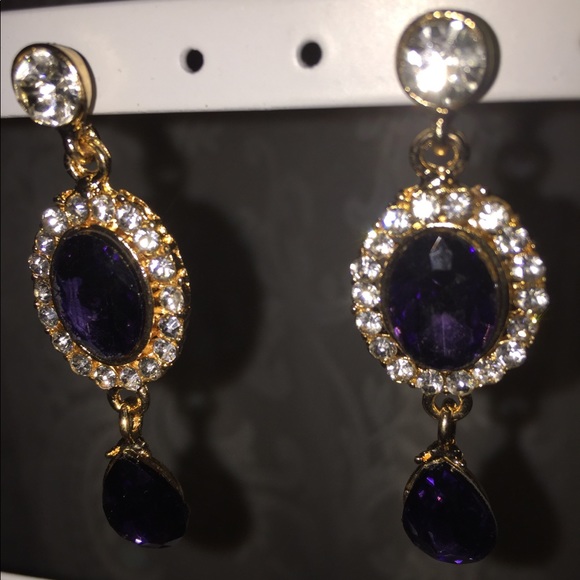 Purple long earrings - Picture 5 of 7